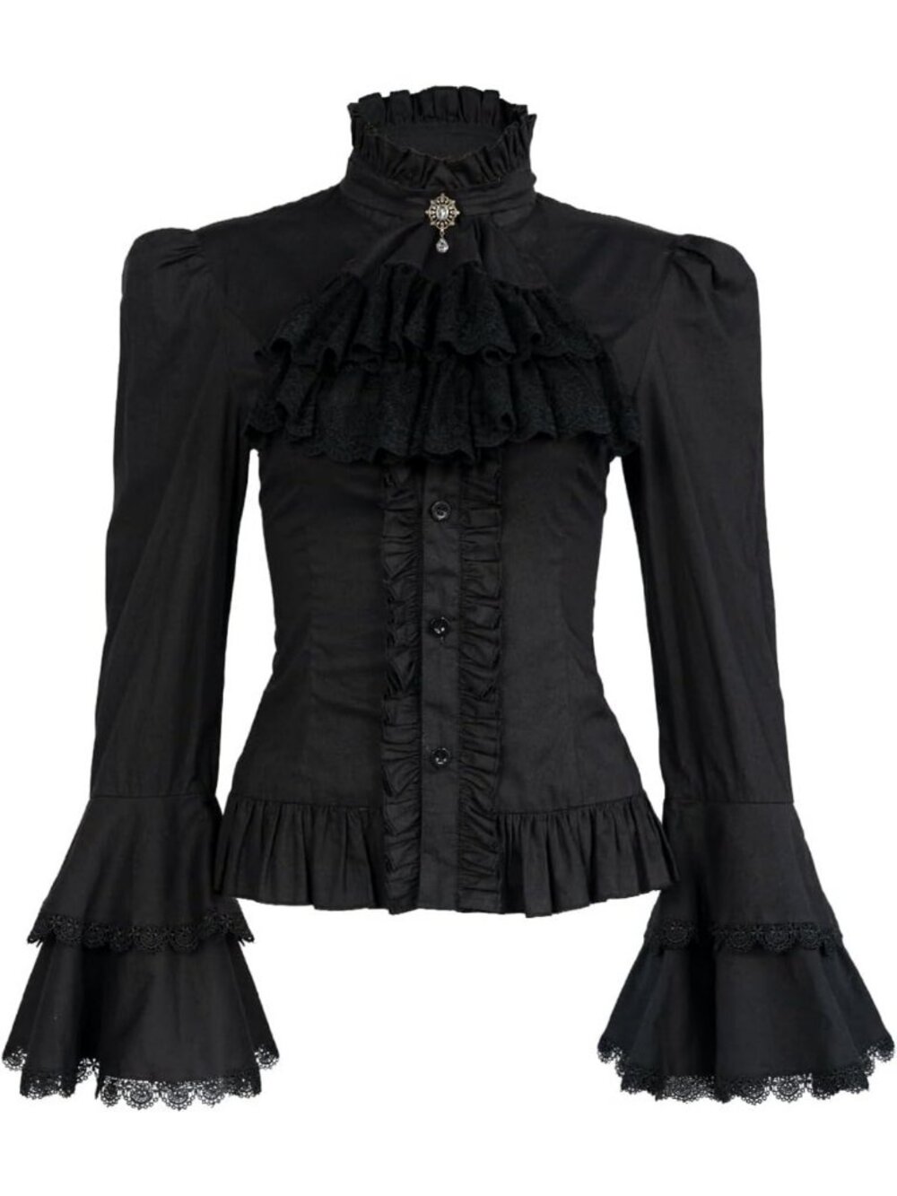 Vintage Victorian Blouse for Women | Pirate Shirt with Ruffle & Lotus Details